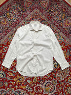 TM LEWIN Slim Fit Royal Satin Weave White Cotton BUTTON DOWN SHIRT - XL