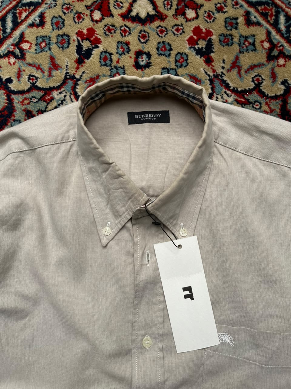 BURBERRY LONDON BEIGE COTTON BUTTON DOWN SHIRT - M