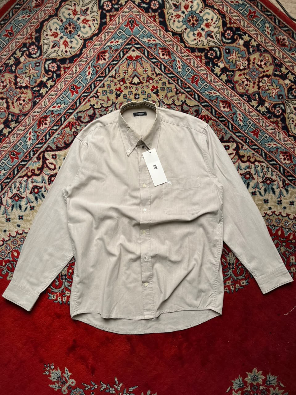 BURBERRY LONDON BEIGE COTTON BUTTON DOWN SHIRT - M