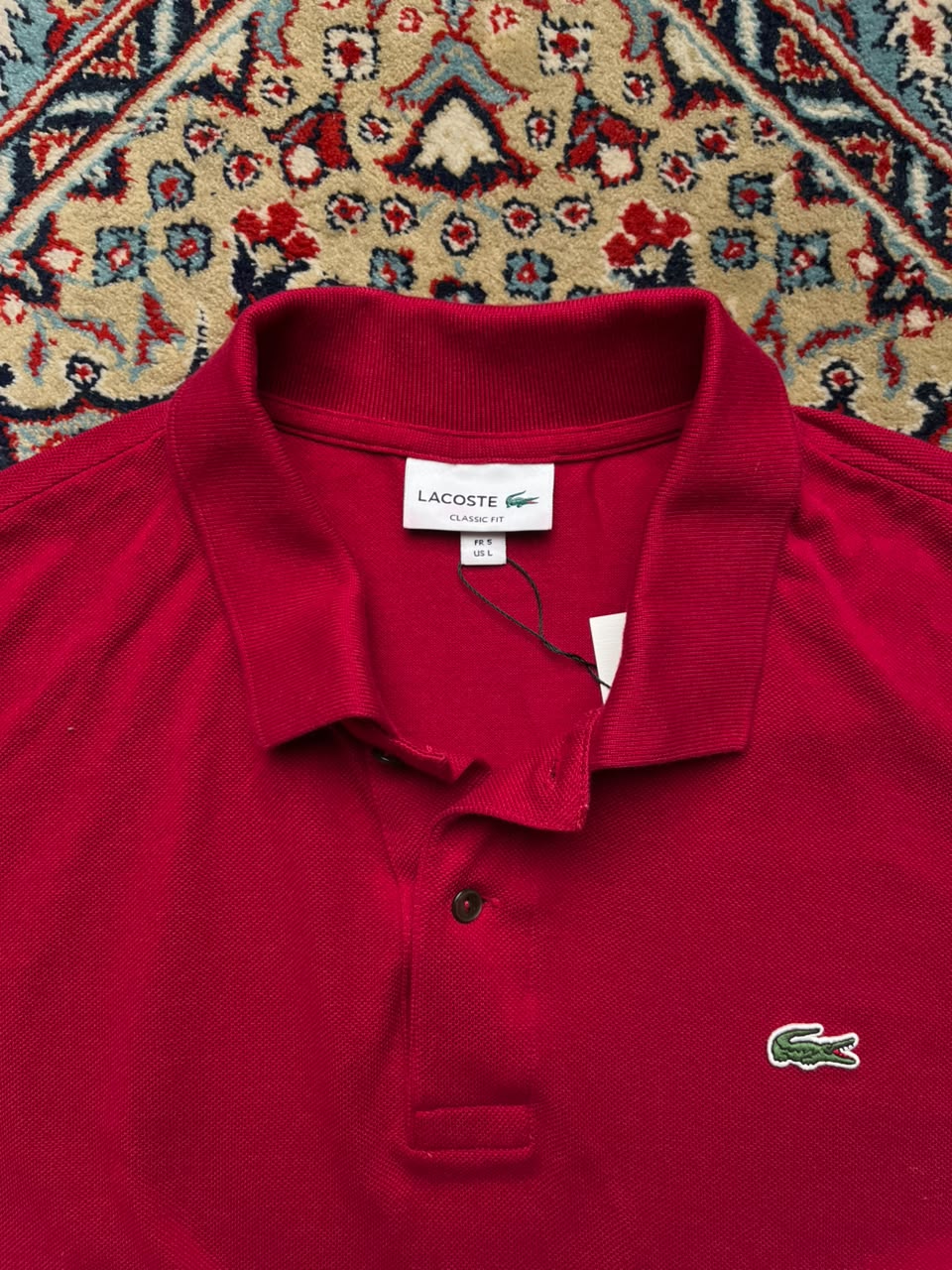 LACOSTE CLASSIC FIT RED POLO  TEE - XL