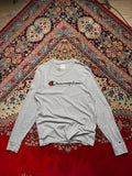 Champion Essential GREY Crewneck Long Sleeve Shirt - M