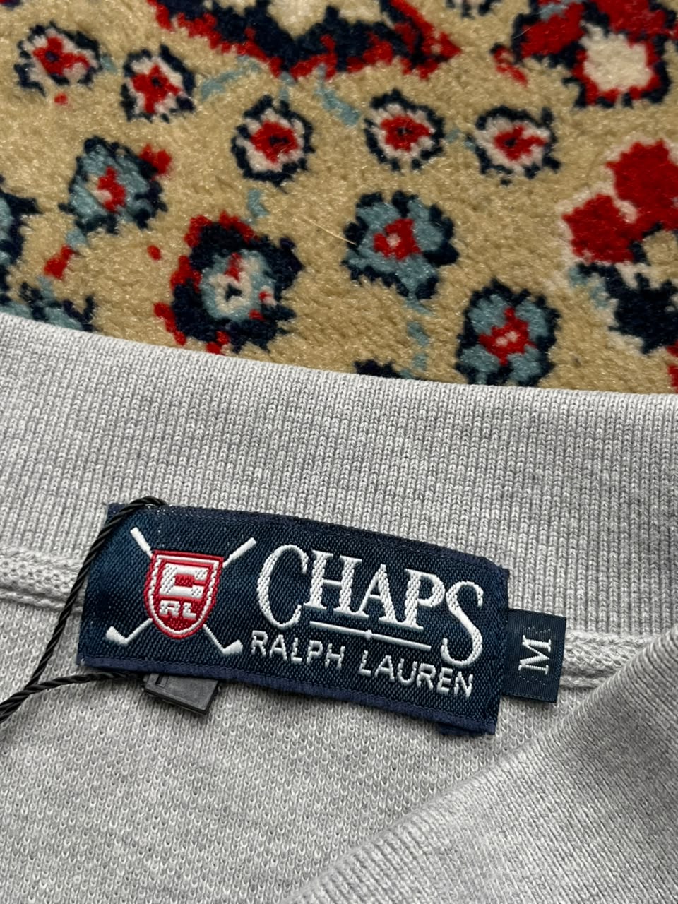Polo RALPH LAUREN Chaps GREY LONG SELEEVE POLO - M