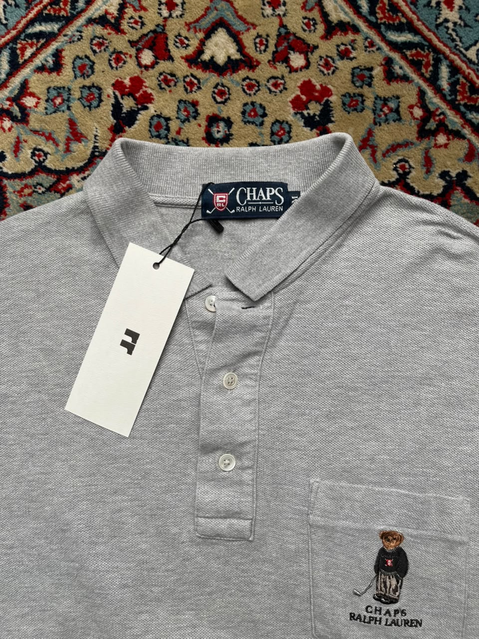 Polo RALPH LAUREN Chaps GREY LONG SELEEVE POLO - M