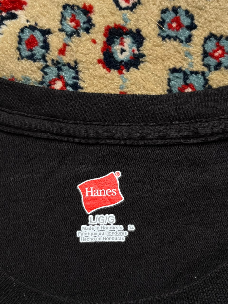 HANES BLACK COTTON Women TEE - L