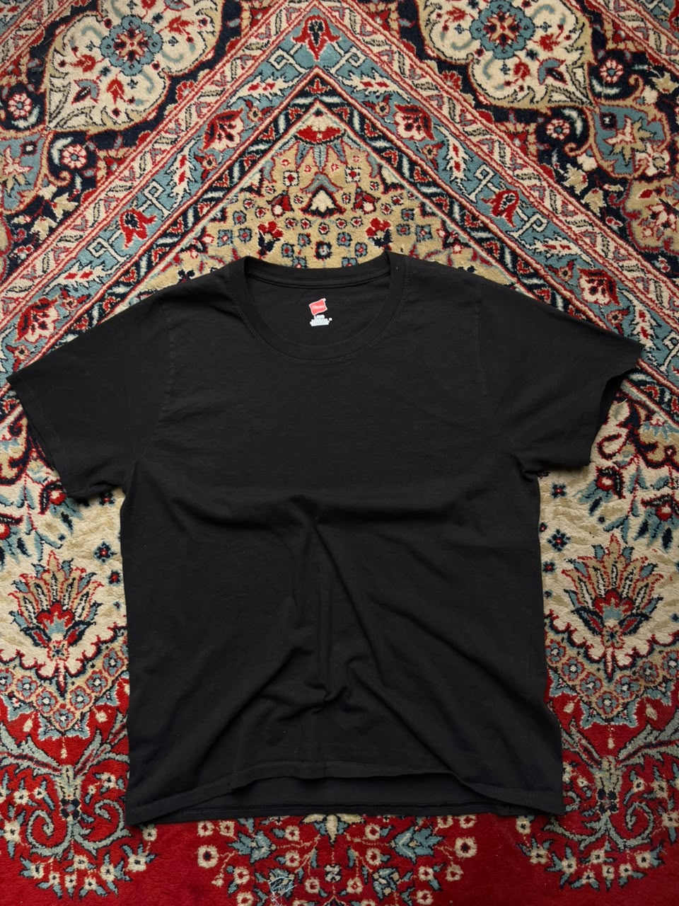 HANES BLACK COTTON Women TEE - L