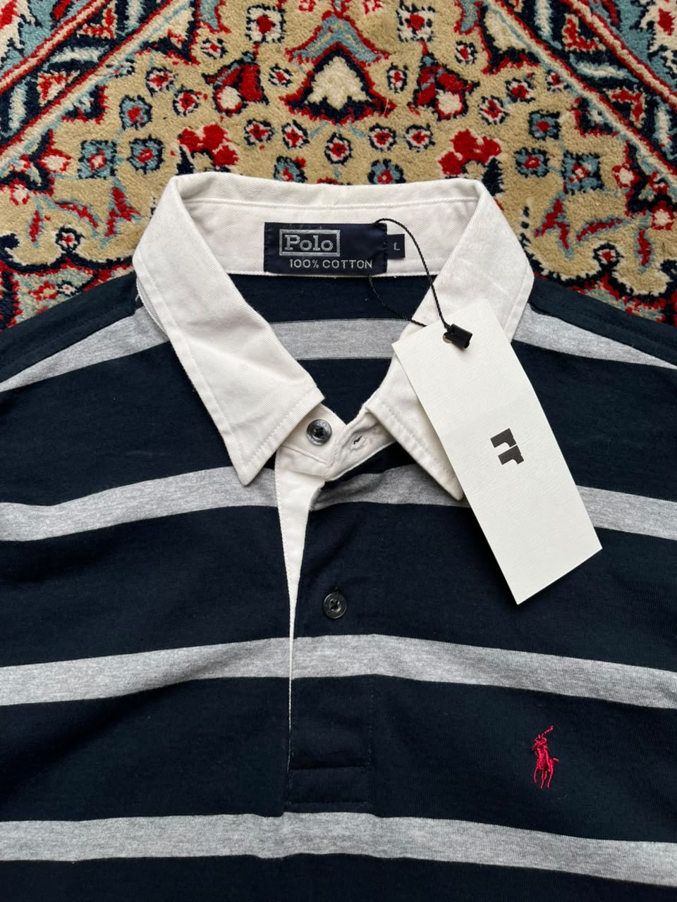 VINTAGE POLO Ralph Lauren STRIPE Rugby SHIRT - M