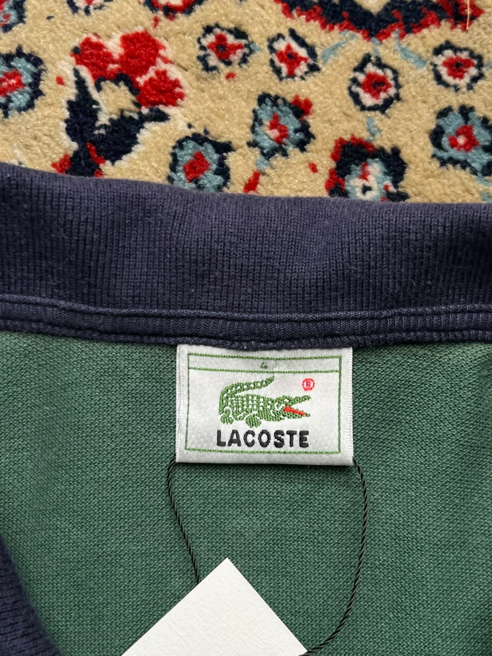 VINTAGE LACOSTE GREEN POLO TEE - M