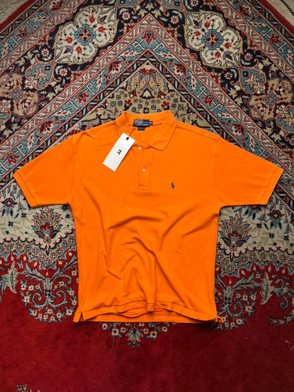 VTG POLO RALPH LAUREN ORANGE POLO TEE - M