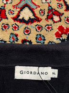 VINTAGE GIORDANO BLACK KINTTED POLO TEE - Xl