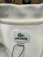 VINTAGE LACOSTE WHITE COTTON POLO TEE - L