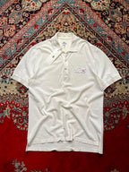 VINTAGE LACOSTE WHITE COTTON POLO TEE - L