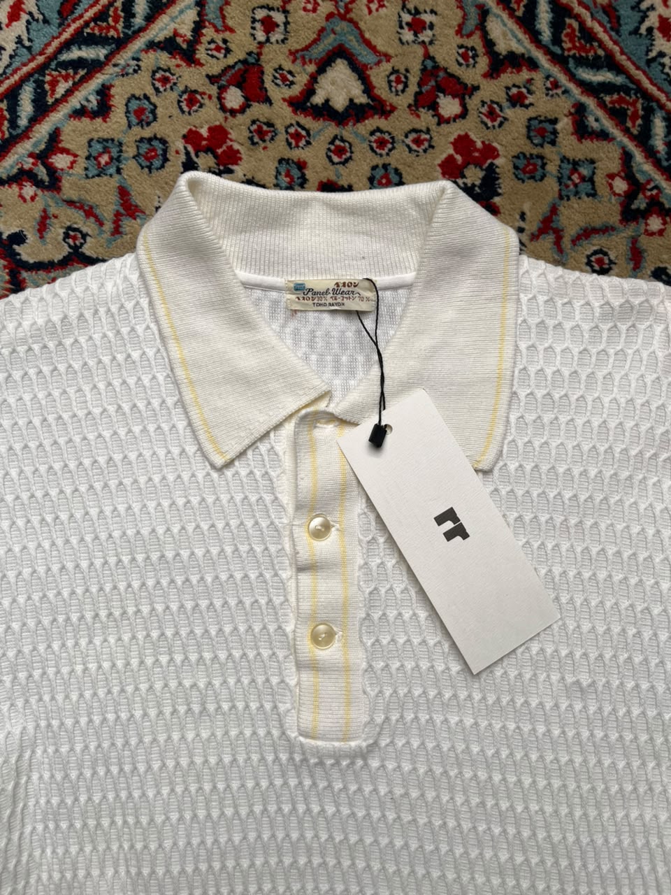 Vintage Panel Wear Toho Rayon Blend Textured Polo TEE - S