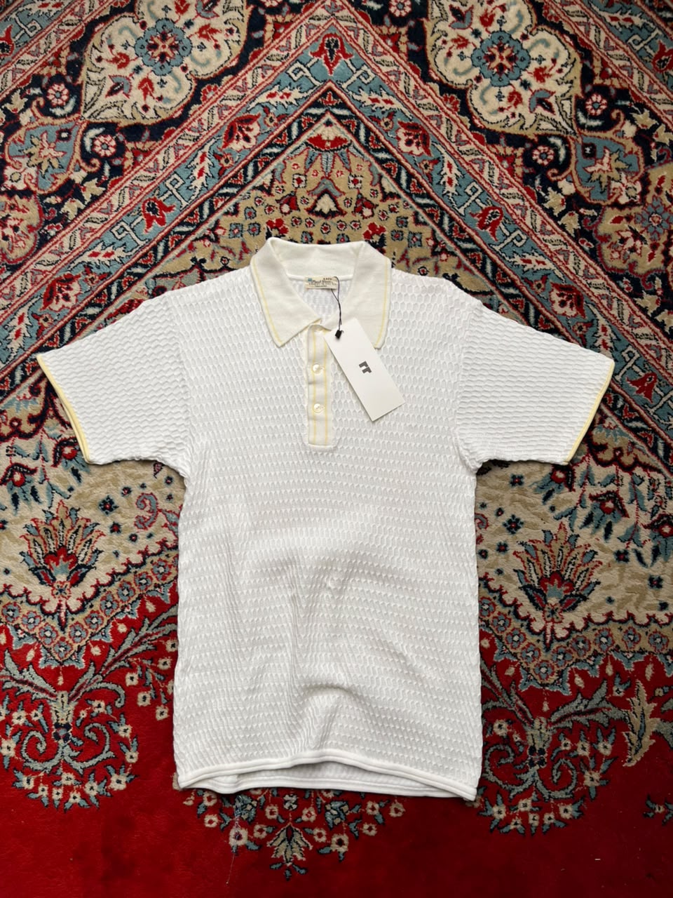 Vintage Panel Wear Toho Rayon Blend Textured Polo TEE - S