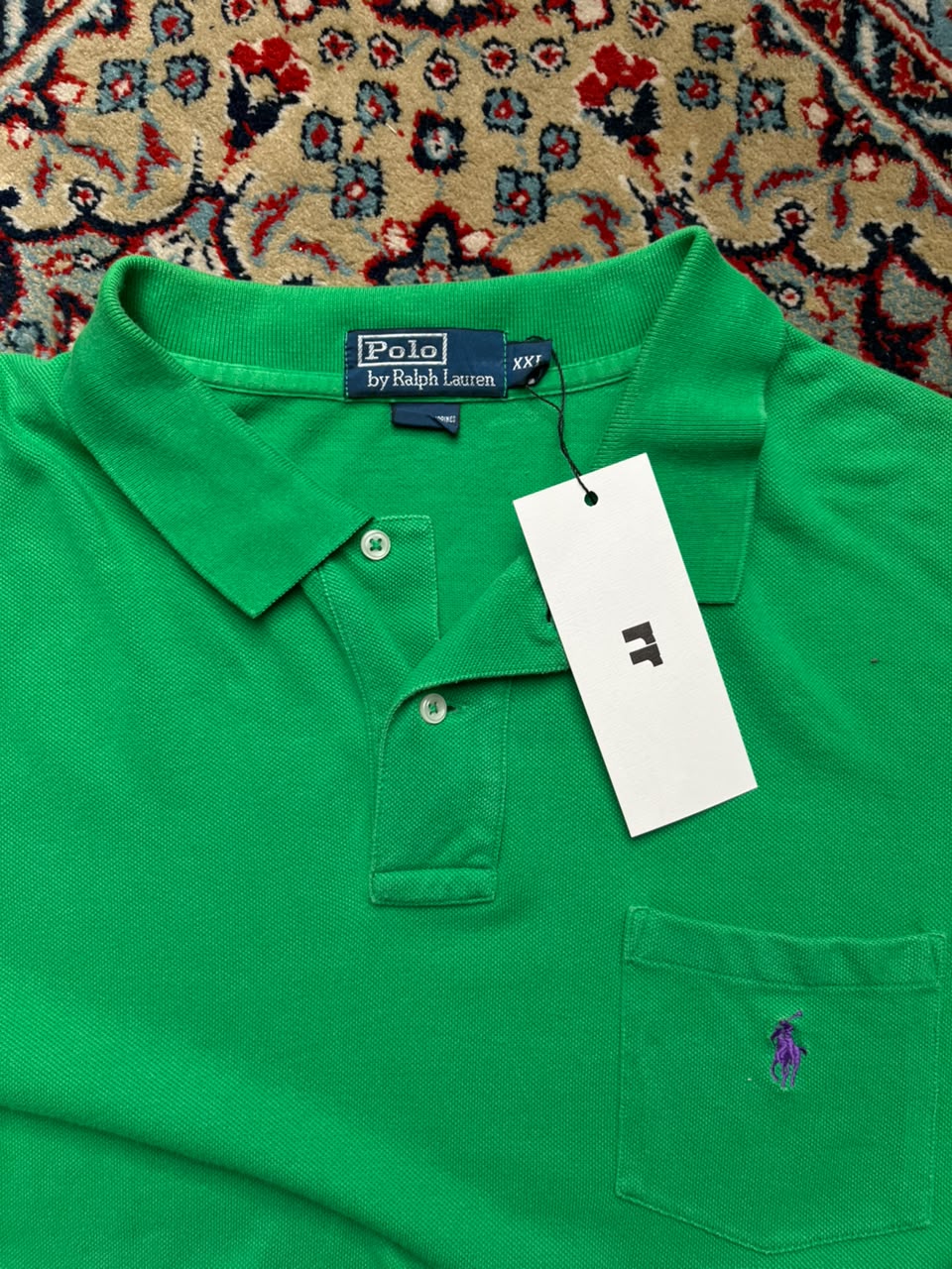POLO BY RALPH LAUREN GREEN BOXY FIT POLO TEE - XXL