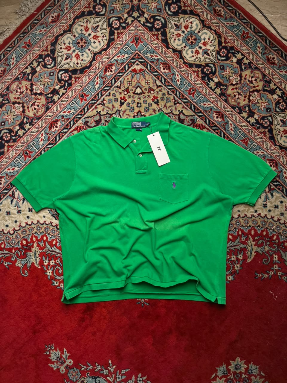 POLO BY RALPH LAUREN GREEN BOXY FIT POLO TEE - XXL