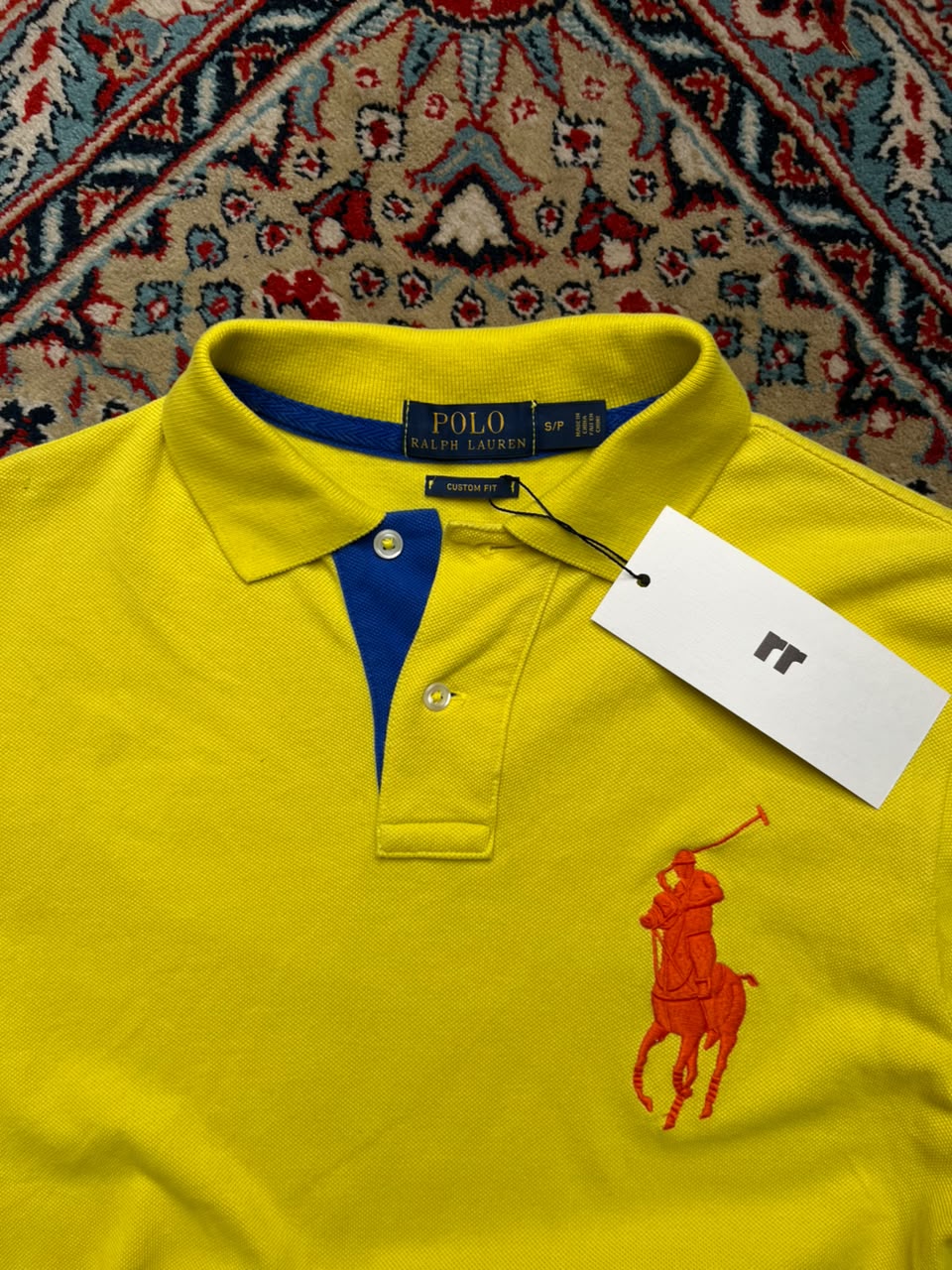 POLO RALPH LAUREN YELLOW CUSTOM FIT POLO TEE - S
