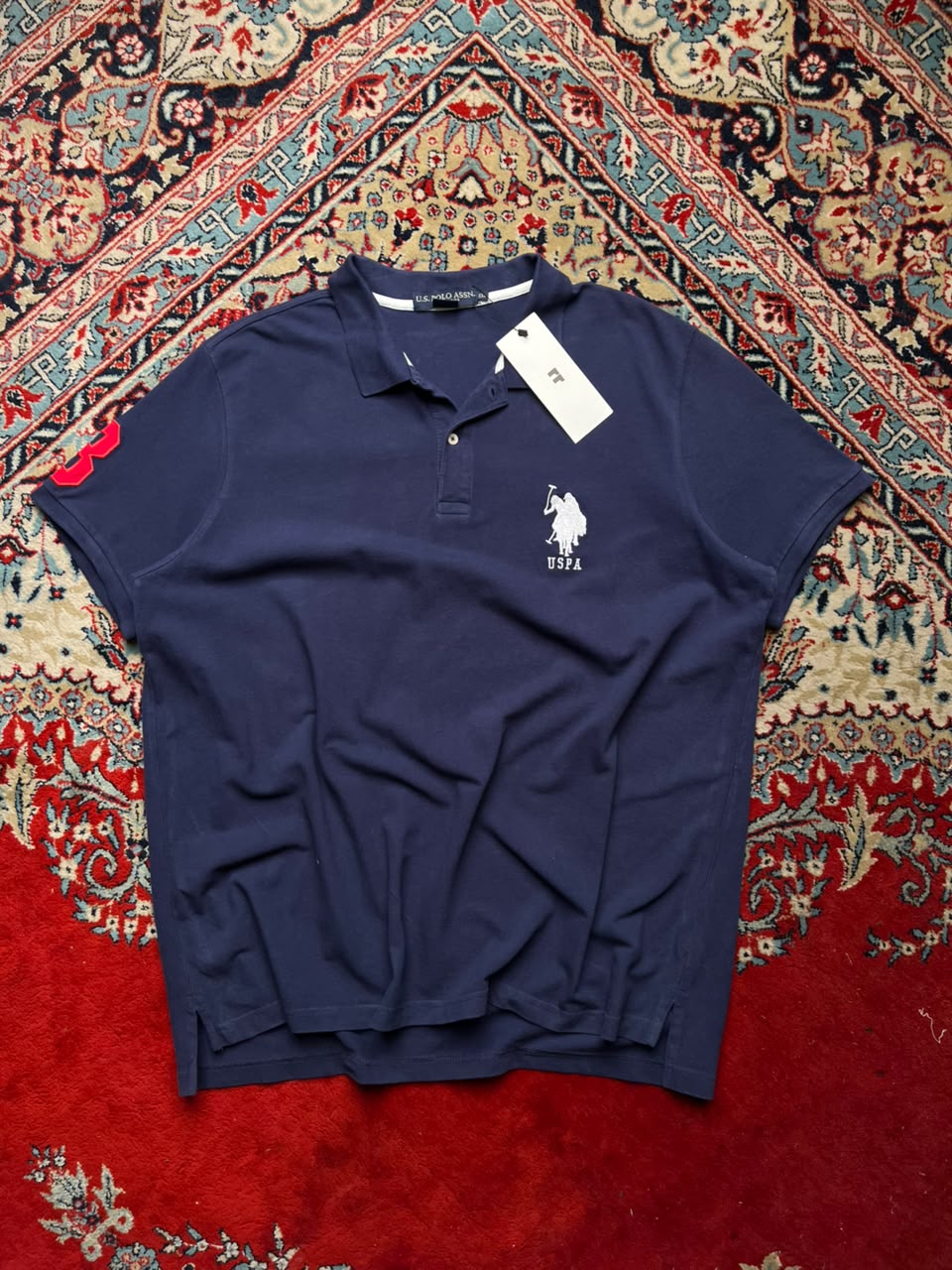 US POLO ASSN NAVY BLUE COTTON POLO TEE - XL