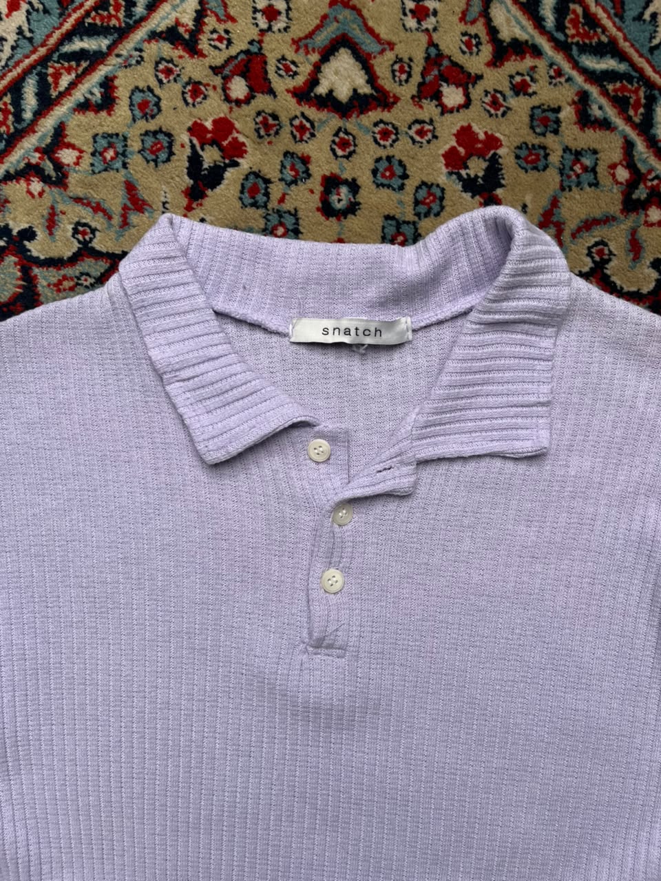 SNATCH LILAC KNITTED POLO TEE - S