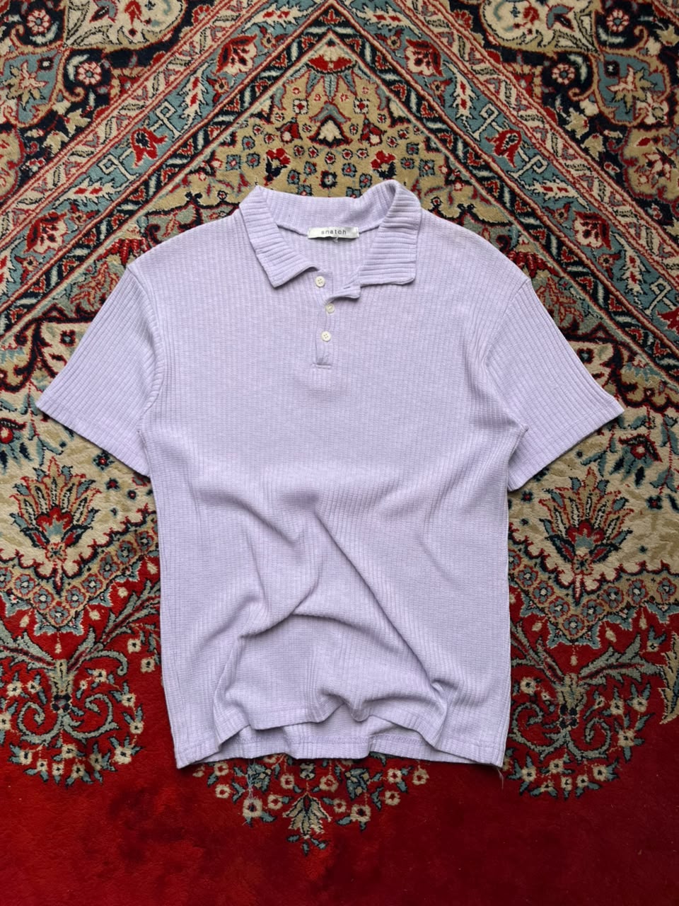 SNATCH LILAC KNITTED POLO TEE - S