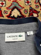 VINTAGE LACOSTE GREY HENLEY SIM FIT TEE - M
