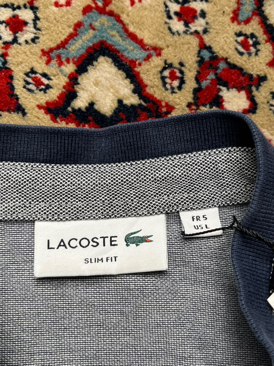 VINTAGE LACOSTE GREY HENLEY SIM FIT TEE - M