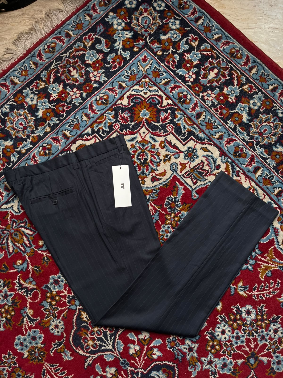 H&M Navy Pinstripe Flat Front Dress PANTS - 38