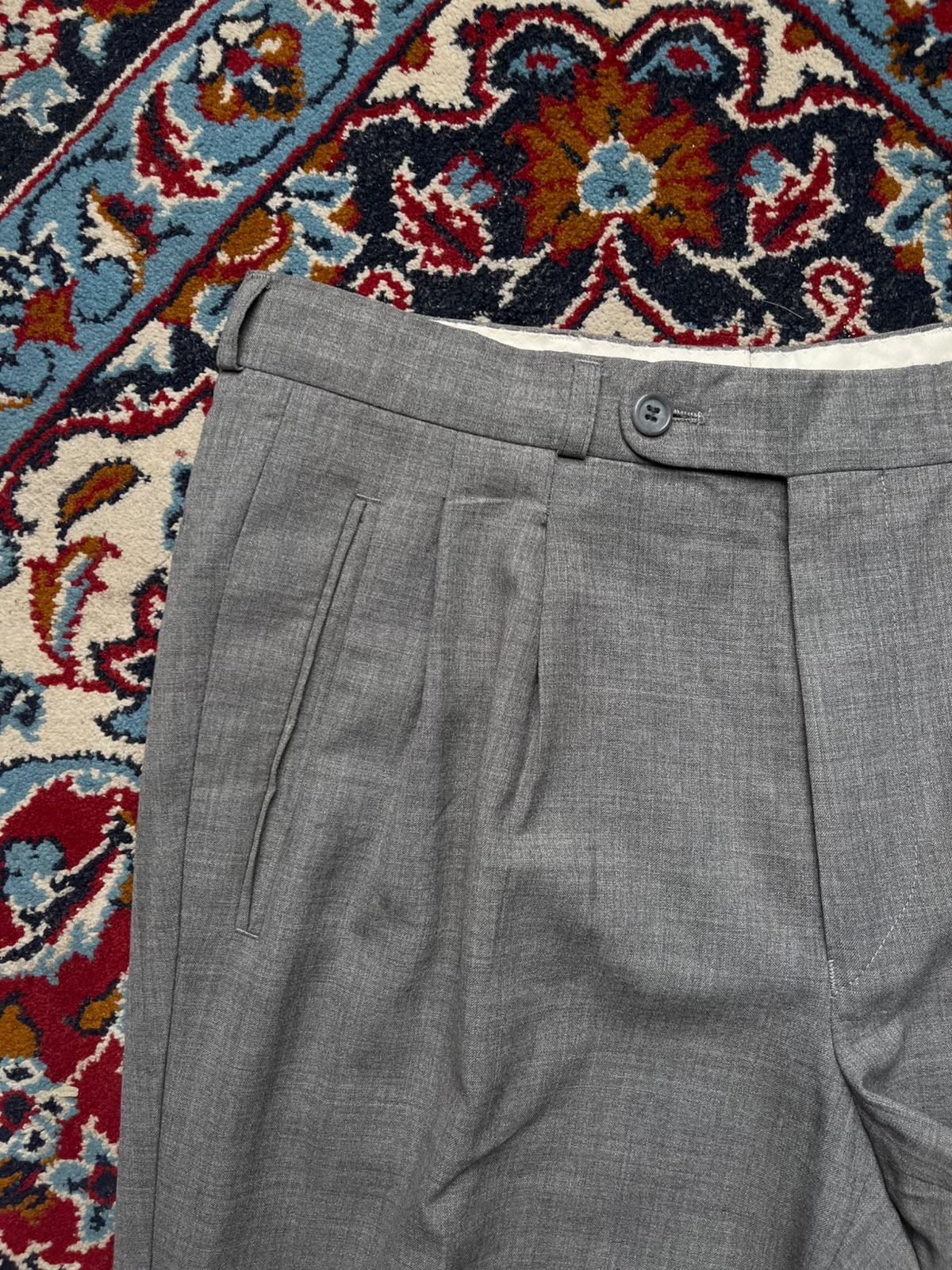 Vintage Light Gray Pleated Cuffed Dress Pants - 30