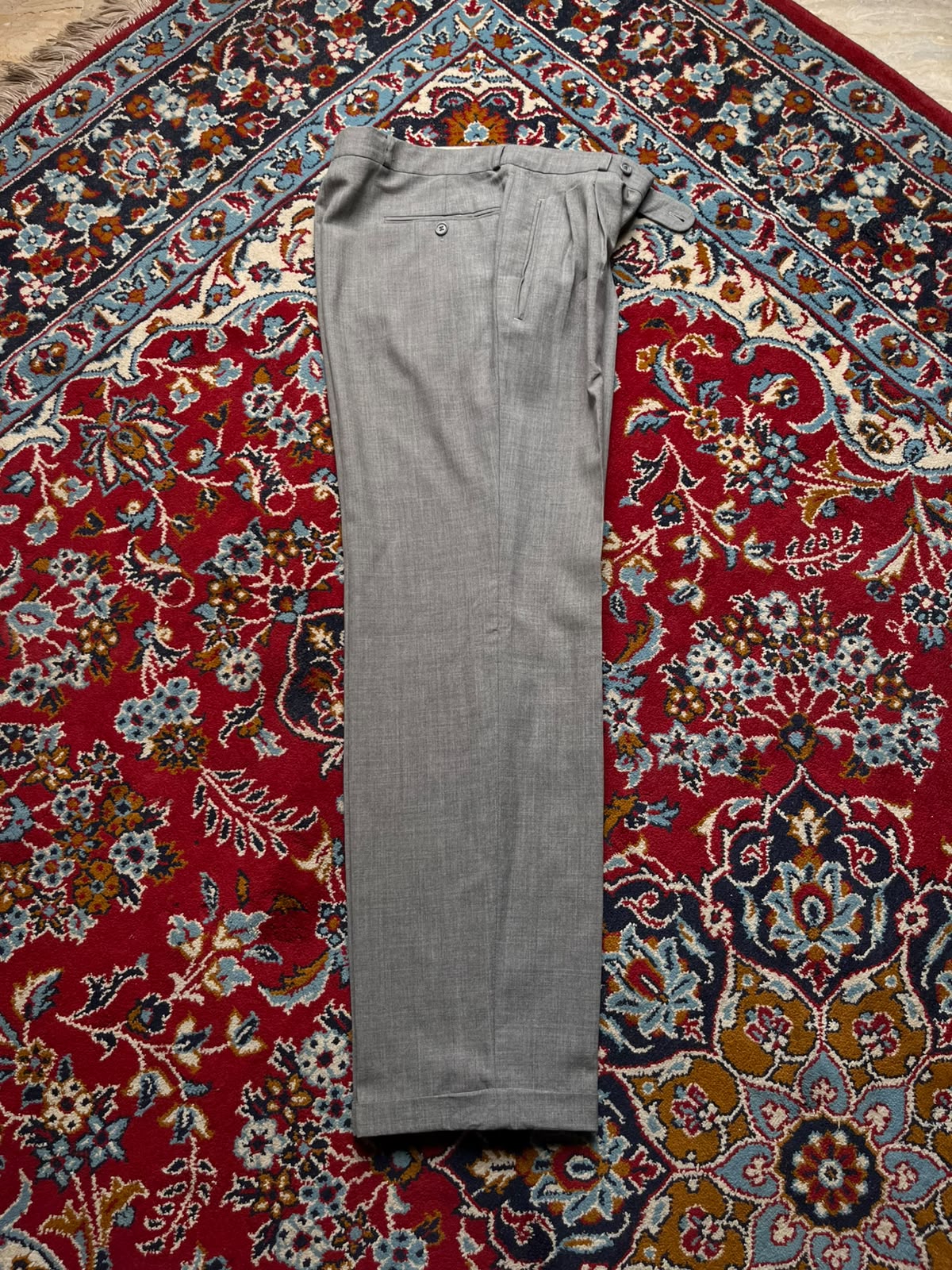 Vintage Light Gray Pleated Cuffed Dress Pants - 30