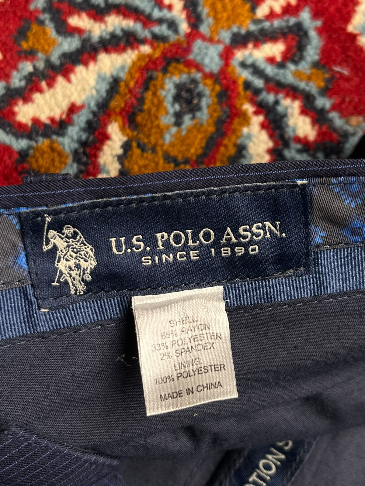 US Polo Assn Mens Navy Blue Pinstripe Dress Pants - 36