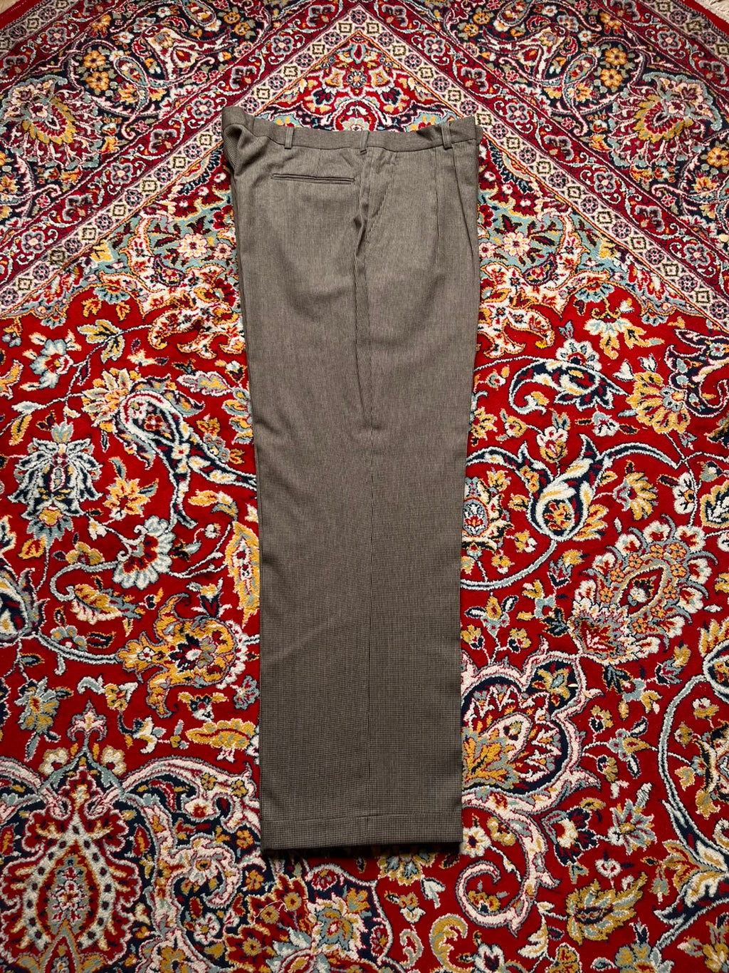 Vintage Mens Houndstooth Pleated Cuffed Dress Pants - 38
