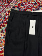 Vintage Straight Fit BLACK Pleated Pinstripe Dress Pants - 32