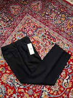 Vintage Straight Fit BLACK Pleated Pinstripe Dress Pants - 32