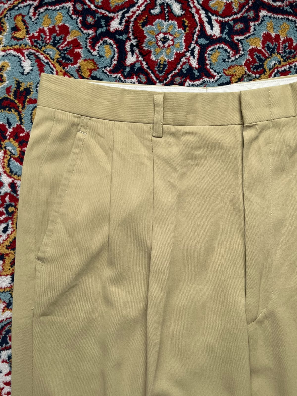 Vintage Laurel Club Green Men's KHAKI Pleated Dress Pants - 30