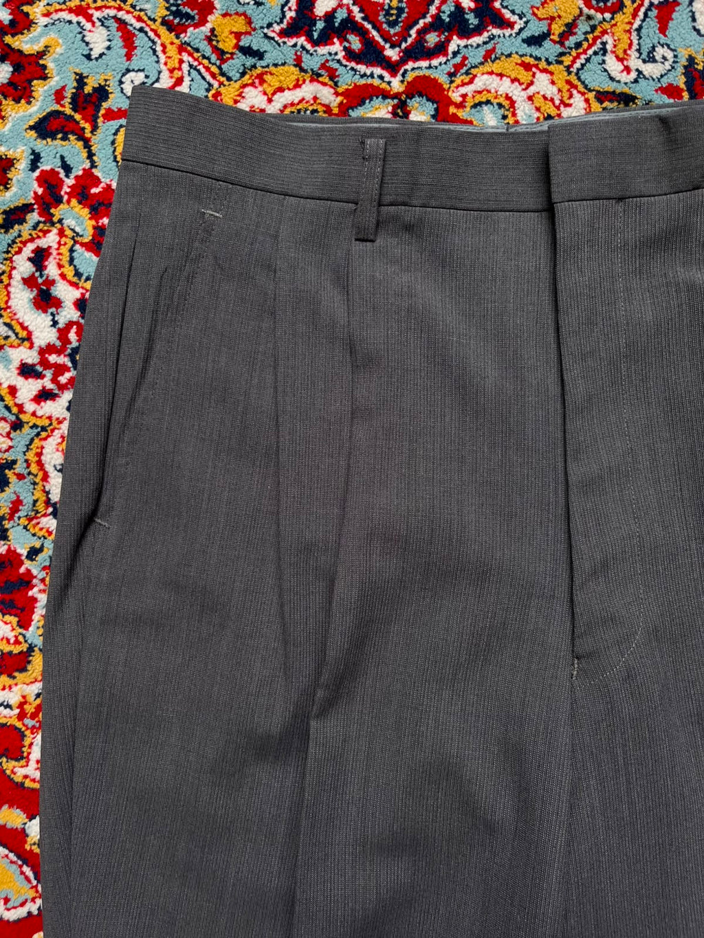 Vintage SI-RO-SET Men's Pleated Wool Relaxed Straight Fit Dress Pants - 30