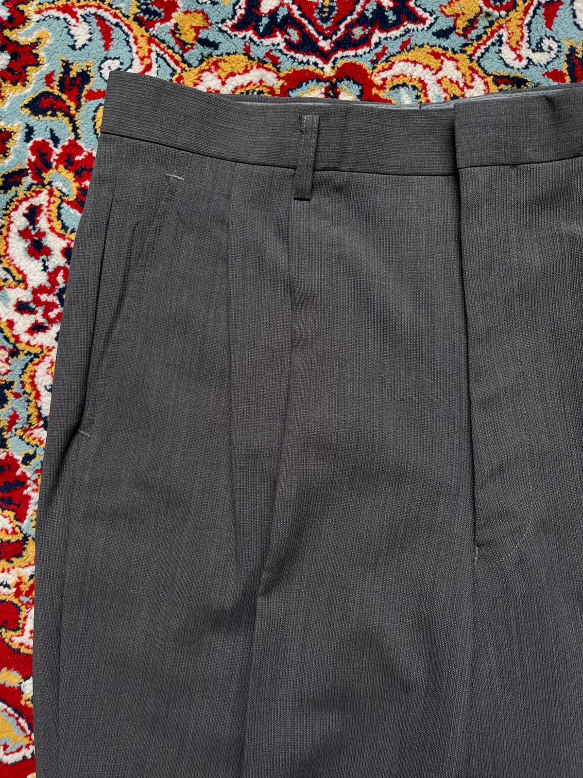 Vintage SI-RO-SET Men's Pleated Wool Relaxed Straight Fit Dress Pants - 30