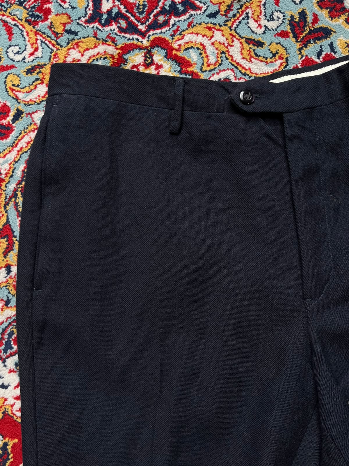 Vintage Men's Flat Front Black Bootcut Dress Pants - 32
