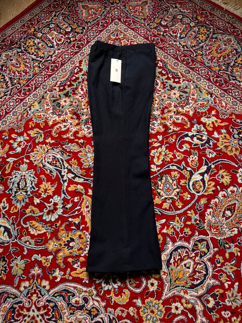 Vintage Men's Flat Front Black Bootcut Dress Pants - 32