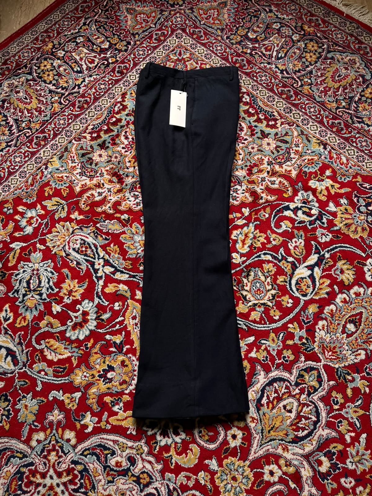 Vintage Men's Flat Front Black Bootcut Dress Pants - 32