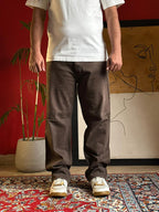 M&S BLUE HARBOUR CHOCOLATE BROWN FADED STRAIGHT FIT PANTS - 36