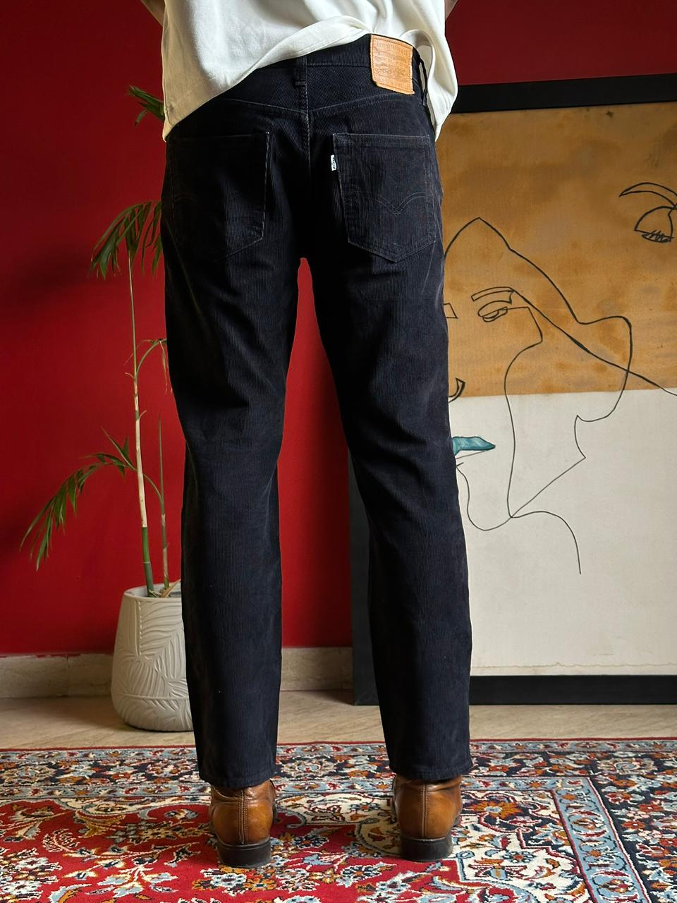 LEVI'S PREMIUM 511 STRAIGHT FIT BLACK CORDUROY JEANS - 30