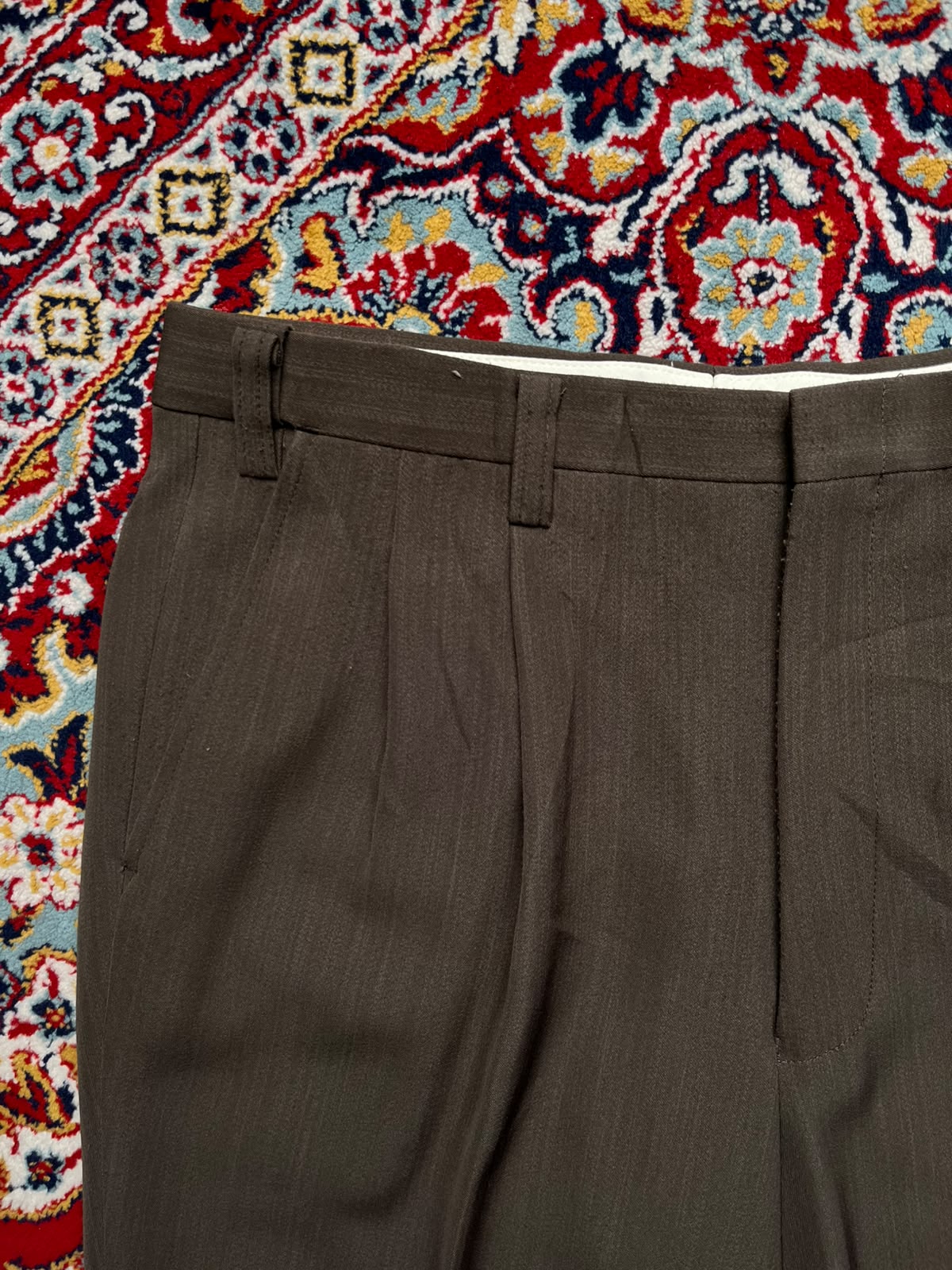 Vintage Japanese Brown Pleated Dress Pants - 32