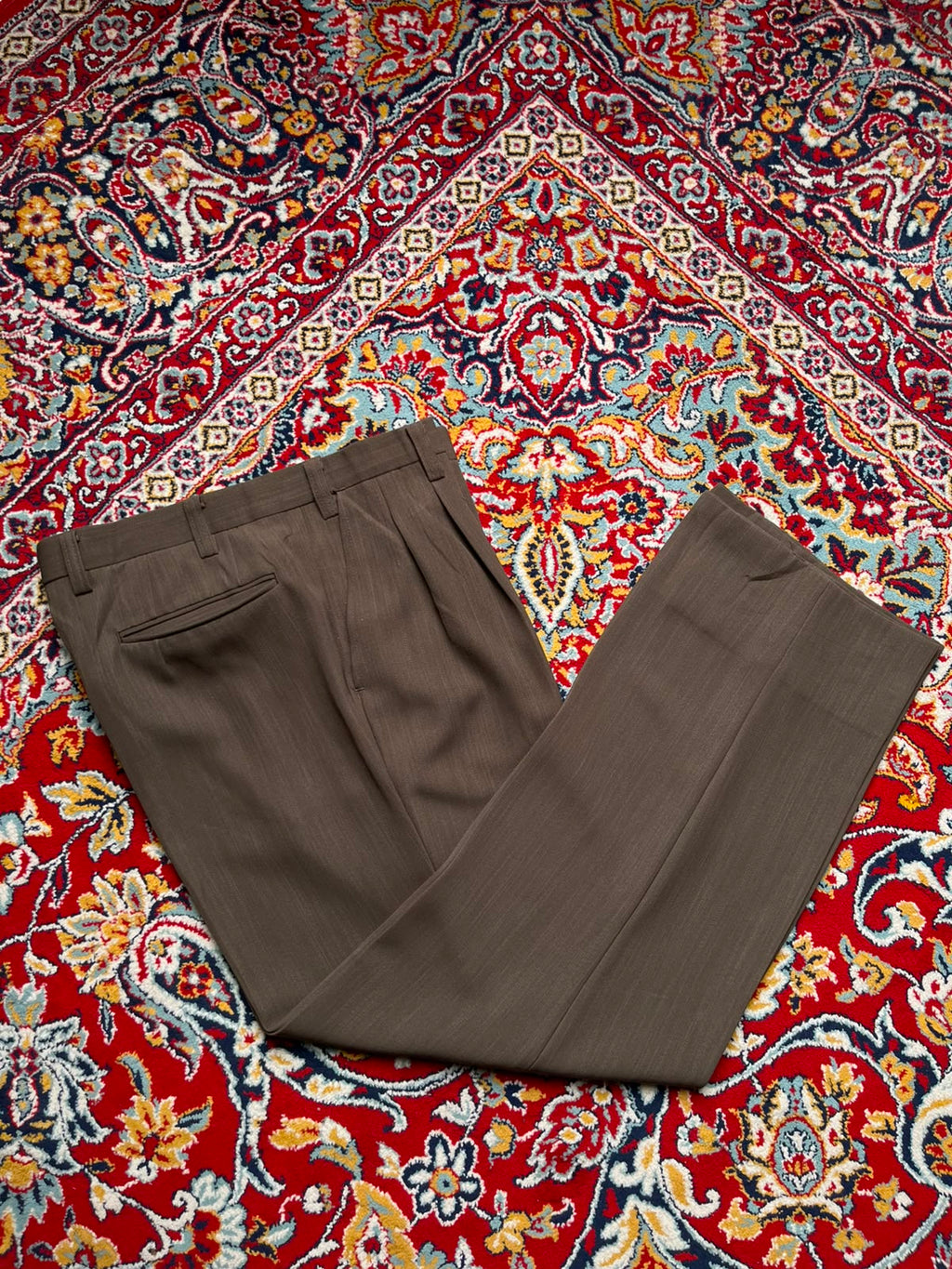 Vintage Japanese Brown Pleated Dress Pants - 32