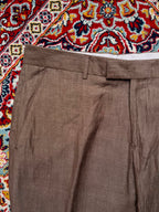 VINTAGE Burton of London Men Brown Wool Linen Blend Dress Pants - 34