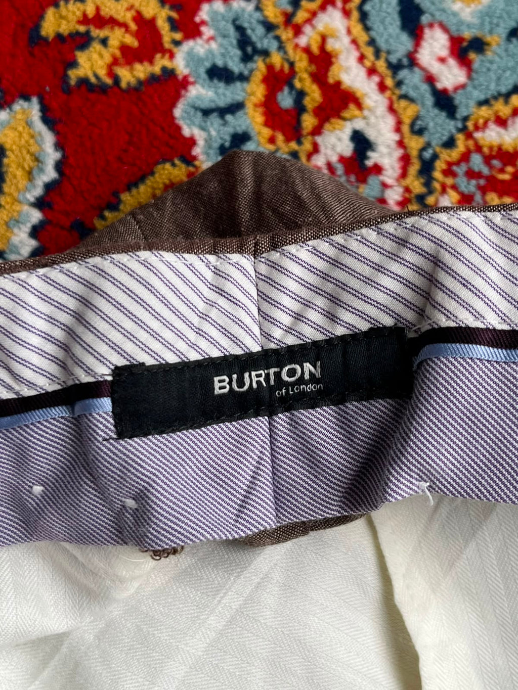 VINTAGE Burton of London Men Brown Wool Linen Blend Dress Pants - 34