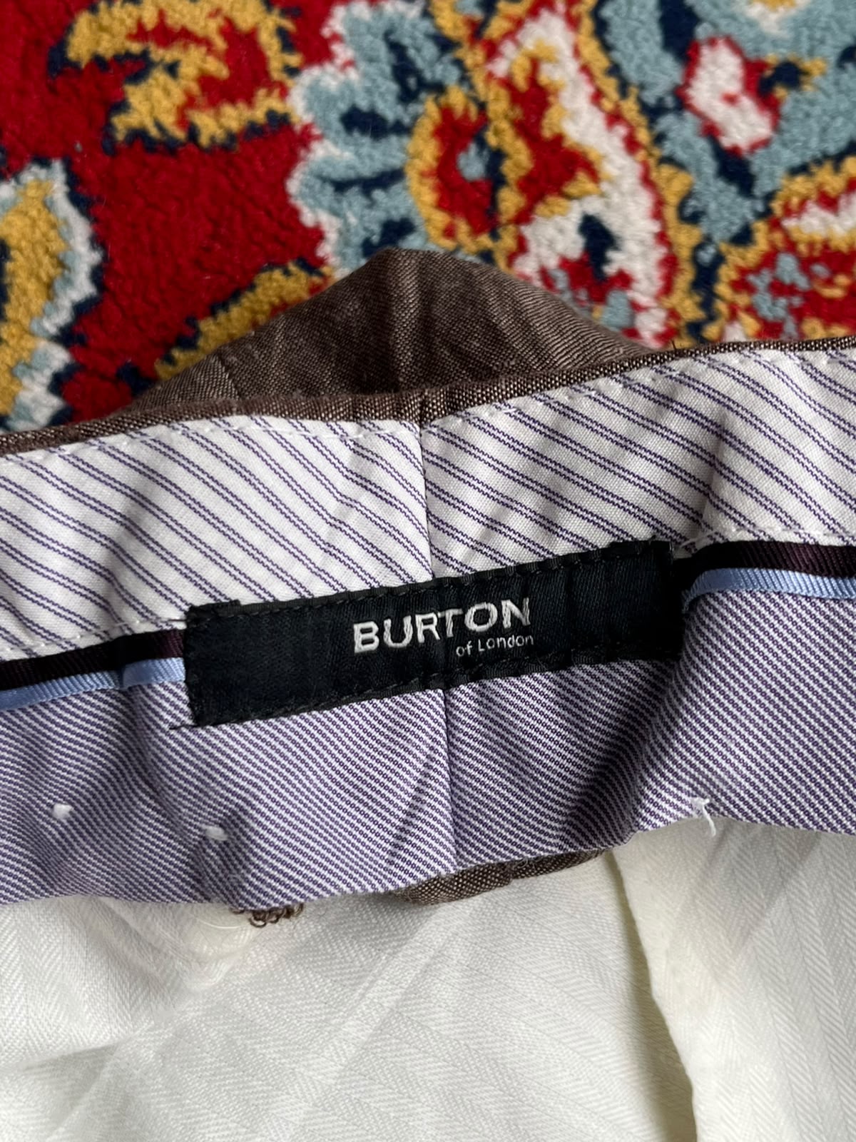 VINTAGE Burton of London Men Brown Wool Linen Blend Dress Pants - 34
