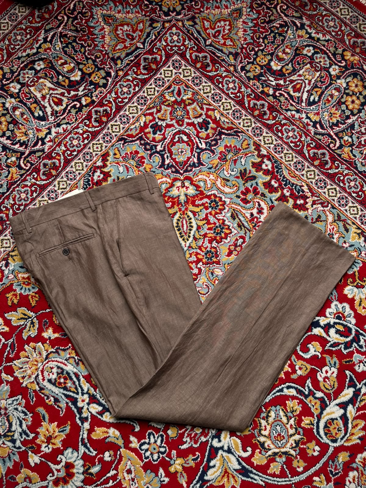 VINTAGE Burton of London Men Brown Wool Linen Blend Dress Pants - 34