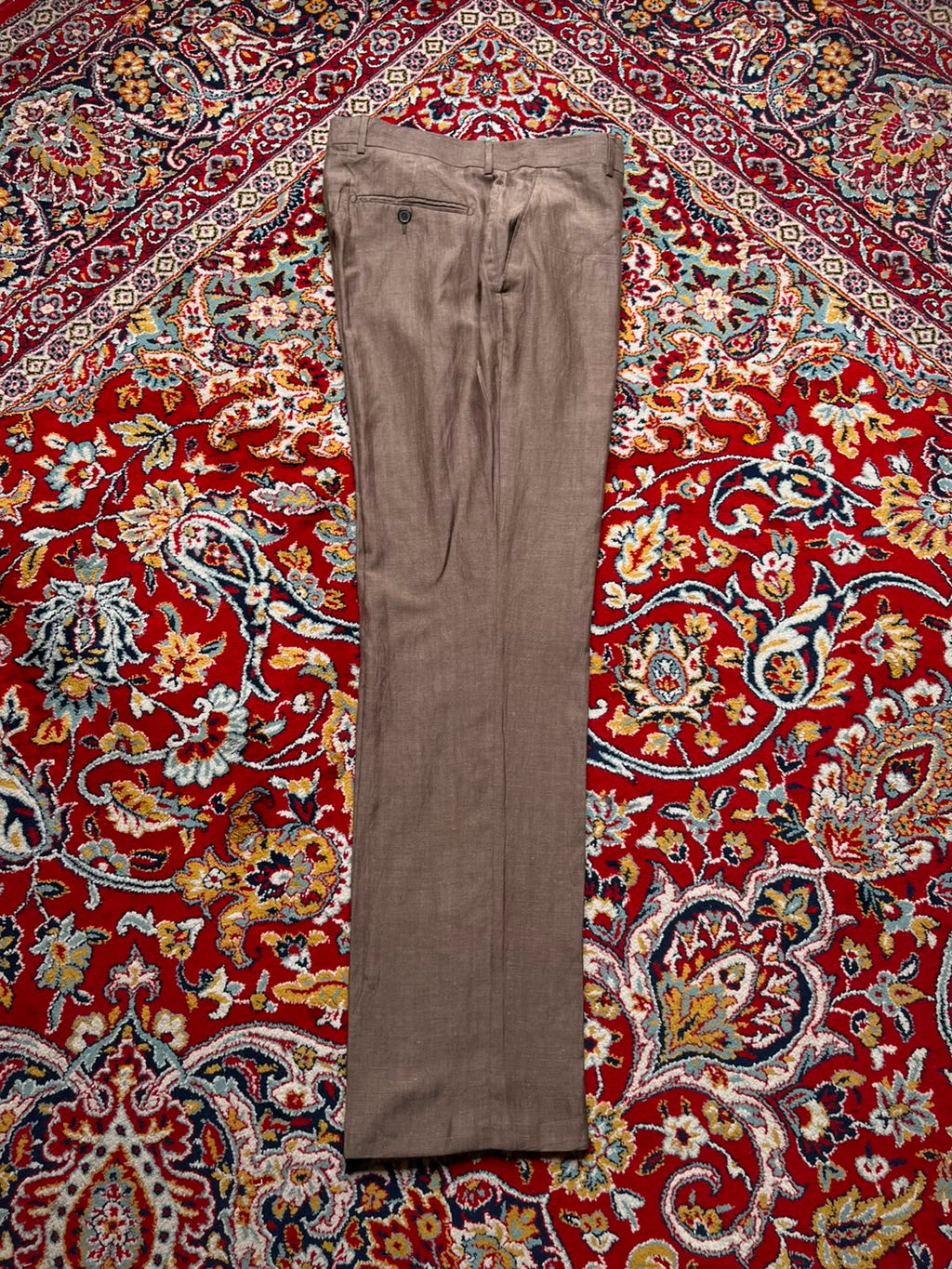 VINTAGE Burton of London Men Brown Wool Linen Blend Dress Pants - 34