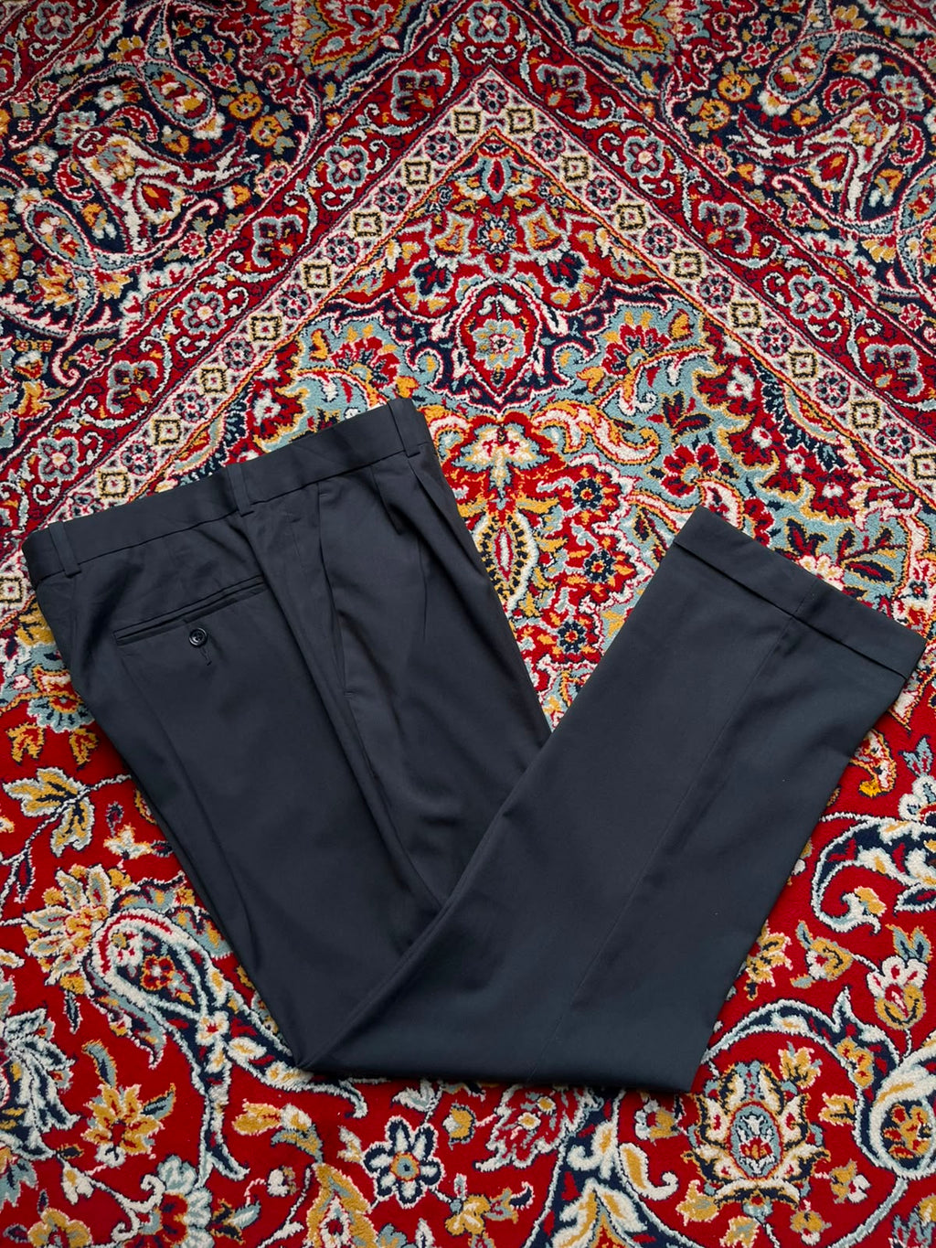 Perry Ellis Modern Fit Grey Pleated Dress Pants - 34