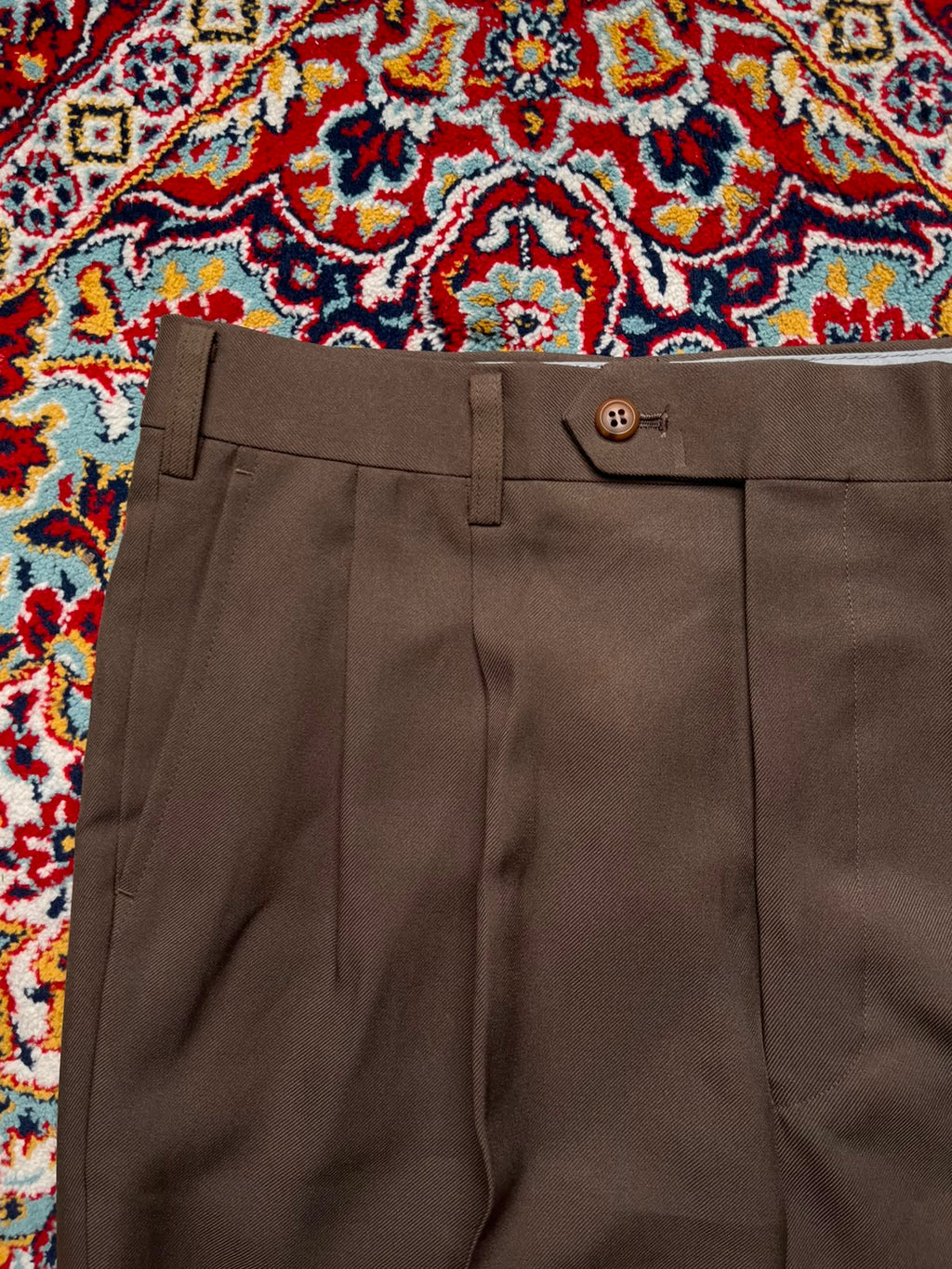 Vintage Japanese Brown Pleated Dress Pants - 30