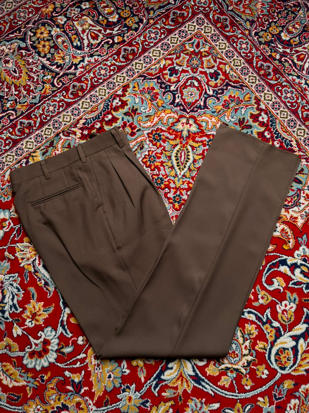 Vintage Japanese Brown Pleated Dress Pants - 30